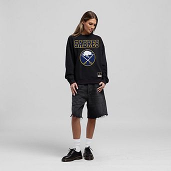 Women's Mitchell & Ness Black Buffalo Sabres Core Oversized Sweatshirt