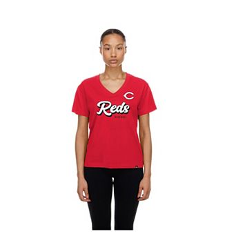 Women's New Era Red Cincinnati Reds V-Neck T-Shirt