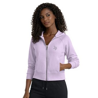Women's Starter Purple Minnesota Vikings Cropped Pastels Full-Zip Hoodie