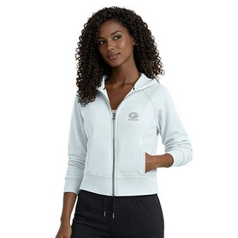 Women's Starter Mint Green Bay Packers Cropped Pastels Full-Zip Hoodie