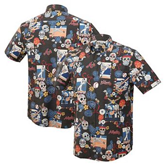 Men's Reyn Spooner Black Atlanta Braves D�_a De Los Muertos Tri-Blend Button-Down Shirt