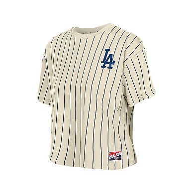 Women's New Era Cream Los Angeles Dodgers Throwback Boxy T-Shirt