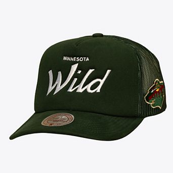 Men's Mitchell & Ness Green Minnesota Wild Head Coach Trucker Adjustable Hat