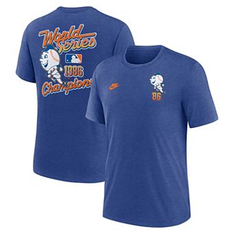 Men's Nike Heather Royal New York Mets World Series 40th Anniversary Tri-Blend T-Shirt