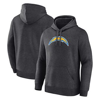 Men's Logo Athletic Heather Charcoal Los Angeles Chargers Primary Logo Hoodie