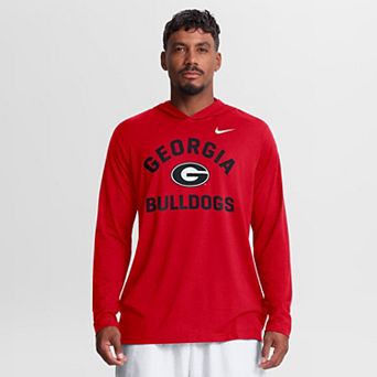 Men's Nike Red Georgia Bulldogs Primetime Arch Tri-Blend Dri-FIT Long Sleeve Hooded T-Shirt