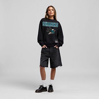 Women's Mitchell & Ness Black San Jose Sharks Core Oversized Sweatshirt