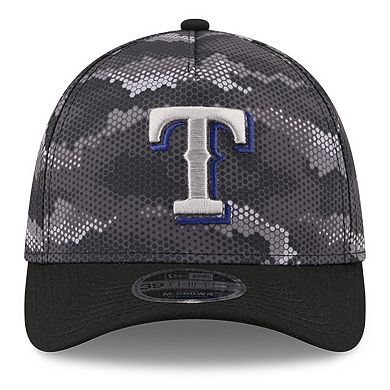 Men's New Era Black Texas Rangers Camo 39THIRTY A-Frame Flex Hat