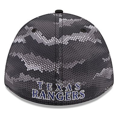 Men's New Era Black Texas Rangers Camo 39THIRTY A-Frame Flex Hat