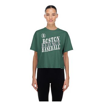 Women's New Era Green Boston Red Sox City Connect Glitter Gel Cropped T-Shirt
