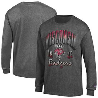 Men's Champion Heather Charcoal Wisconsin Badgers Bold Long-Sleeve T-Shirt