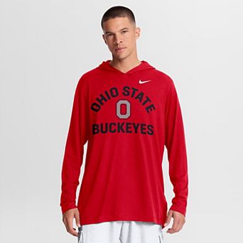 Men's Nike Scarlet Ohio State Buckeyes Primetime Arch Tri-Blend Dri-FIT Long Sleeve Hooded T-Shirt