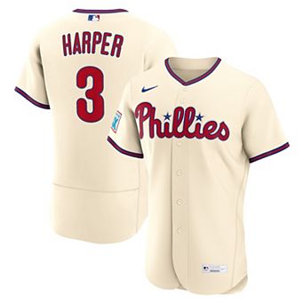 Men's Nike Bryce Harper Cream Philadelphia Phillies Alternate Authentic Sponsor Patch Jersey