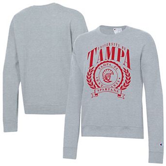 Women's Champion Heather Gray Tampa Spartans Academic Crest Powerblend Crewneck Sweatshirt