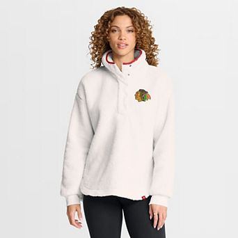 Women's Fanatics White Chicago Blackhawks Rush Sherpa Half-Snap Pullover