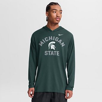Men's Nike Green Michigan State Spartans Primetime Arch Tri-Blend Dri-FIT Long Sleeve Hooded T-Shirt
