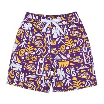 Preschool Wes & Willy Purple LSU Tigers Allover Print Tribal Swim Shorts