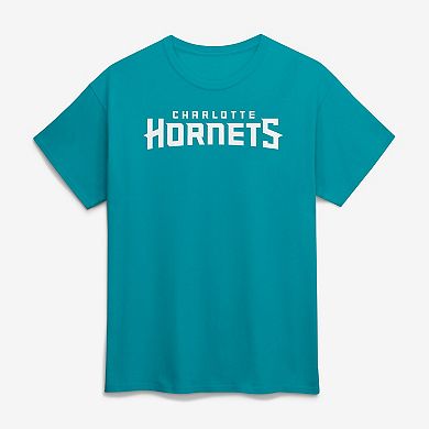 Men's Logo Athletic Teal Charlotte Hornets Wordmark T-Shirt