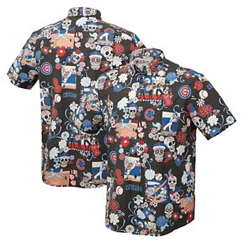 Men's Reyn Spooner Black Chicago Cubs D�_a De Los Muertos Tri-Blend Button-Down Shirt