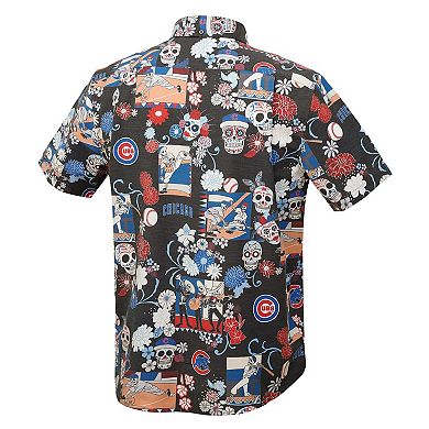 Men's Reyn Spooner Black Chicago Cubs D _a De Los Muertos Tri-Blend Button-Down Shirt
