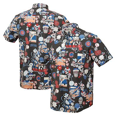 Men's Reyn Spooner Black Chicago Cubs D _a De Los Muertos Tri-Blend Button-Down Shirt
