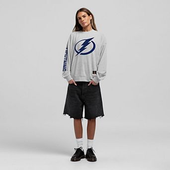 Women's Mitchell & Ness Heather Gray Tampa Bay Lightning Core 3-Hit Oversized Sweatshirt