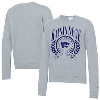 Women's Champion Heather Gray Kansas State Wildcats Academic Crest Powerblend Crewneck Sweatshirt