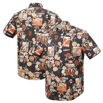Men's Reyn Spooner Black San Francisco Giants D _a De Los Muertos Tri-Blend Button-Down Shirt