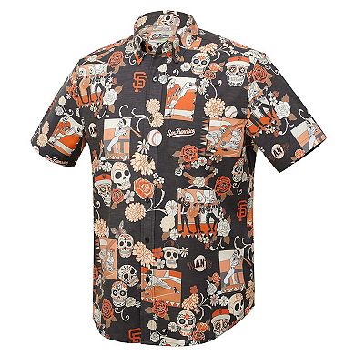 Men's Reyn Spooner Black San Francisco Giants D _a De Los Muertos Tri-Blend Button-Down Shirt