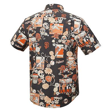 Men's Reyn Spooner Black San Francisco Giants D _a De Los Muertos Tri-Blend Button-Down Shirt