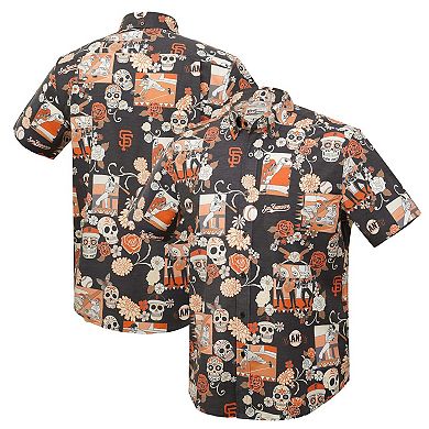 Men's Reyn Spooner Black San Francisco Giants D _a De Los Muertos Tri-Blend Button-Down Shirt