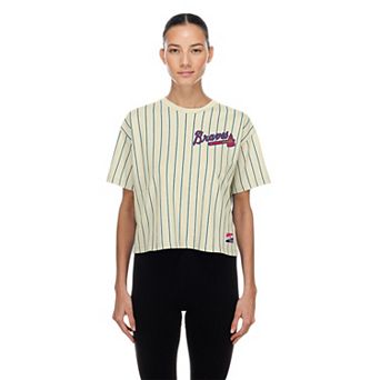 Women's New Era Cream Atlanta Braves Throwback Boxy T-Shirt