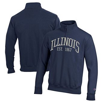 Men's Champion Navy Illinois Fighting Illini Powerblend Quarter-Zip Pullover