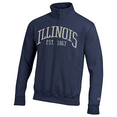 Men's Champion Navy Illinois Fighting Illini Powerblend Quarter-Zip Pullover