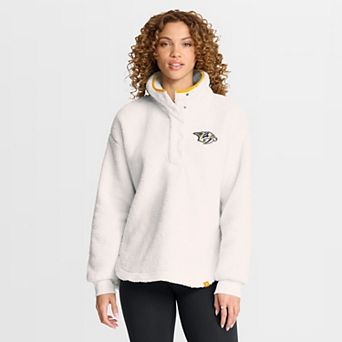 Women's Fanatics White Nashville Predators Rush Sherpa Half-Snap Pullover
