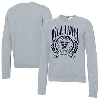Women's Champion Heather Gray Villanova Wildcats Academic Crest Powerblend Crewneck Sweatshirt