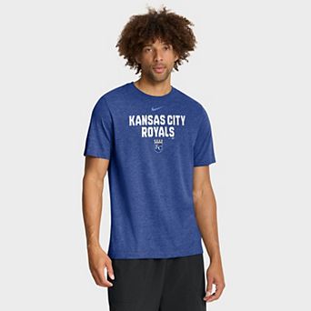 Men's Nike Heather Royal Kansas City Royals Stacked Tri-Blend T-Shirt