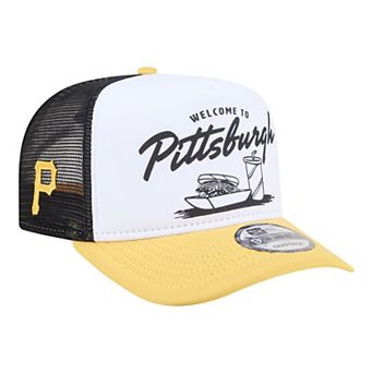 Men's New Era White/Gold Pittsburgh Pirates Foodie A-Frame 9FIFTY Trucker Snapback Hat