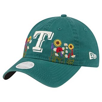 Women's New Era Dark Green Texas Rangers Floral Stitch 9TWENTY Adjustable Hat