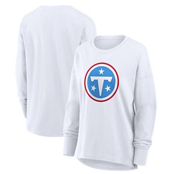 Women's Fanatics White Tennessee Titans Relaxed Hip Essential Long Sleeve T-Shirt