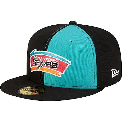 Men's New Era Teal/Black San Antonio Spurs 80s Throwback Pinwheel 59FIFTY Fitted Hat