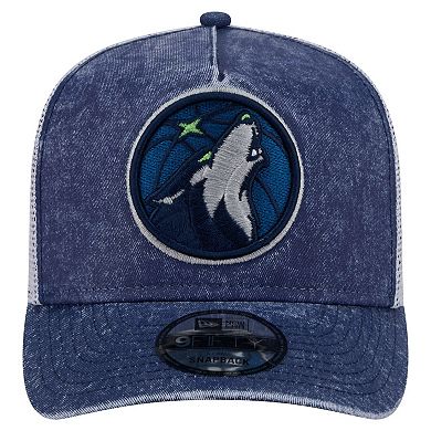 Men's New Era Navy/White Minnesota Timberwolves Washed Meshback 9FIFTY Adjustable Hat