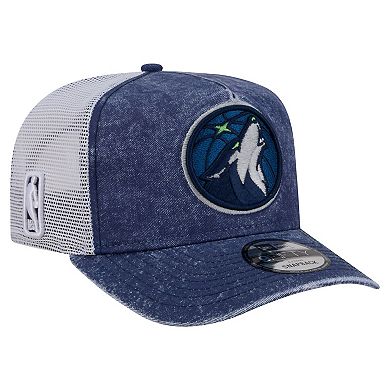 Men's New Era Navy/White Minnesota Timberwolves Washed Meshback 9FIFTY Adjustable Hat