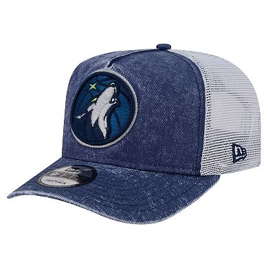 Men's New Era Navy/White Minnesota Timberwolves Washed Meshback 9FIFTY Adjustable Hat