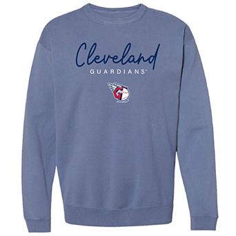 Women's Soft as a Grape Navy Cleveland Guardians Pigment Dye Crewneck Sweatshirt
