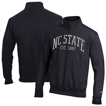 Men's Champion Black NC State Wolfpack Powerblend Quarter-Zip Pullover