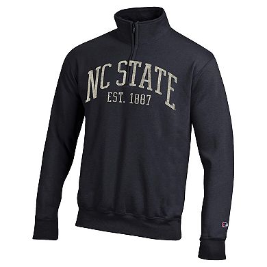 Men's Champion Black NC State Wolfpack Powerblend Quarter-Zip Pullover