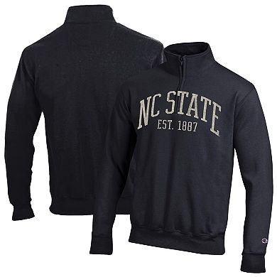 Men's Champion Black NC State Wolfpack Powerblend Quarter-Zip Pullover