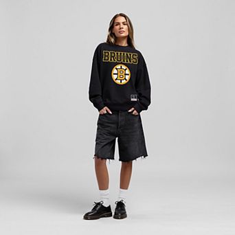 Women's Mitchell & Ness Black Boston Bruins Core Oversized Sweatshirt