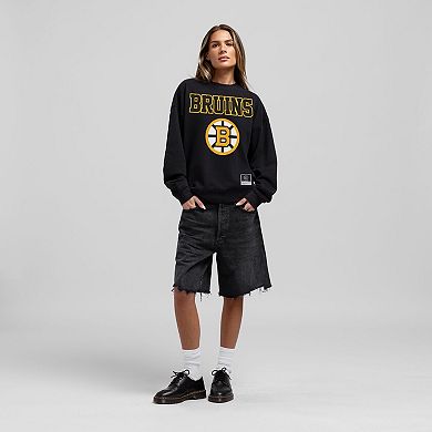 Women's Mitchell & Ness Black Boston Bruins Core Oversized Sweatshirt